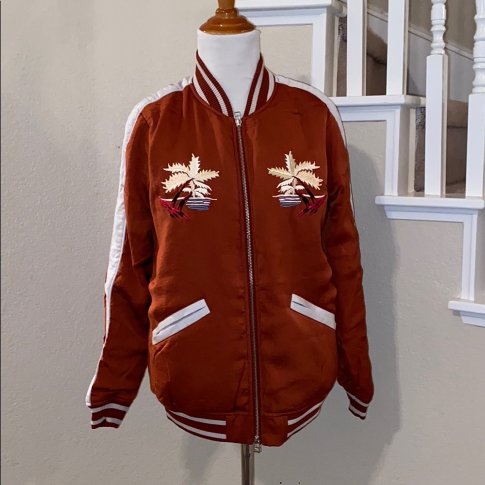 Redish Orange Hawaii Bomber Jacket